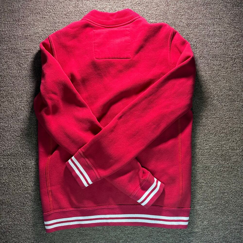 Abercrombie & Fitch Jacket Varsity Style Muscle Fit Button Up Red Men’s Medium - Picture 2 of 6
